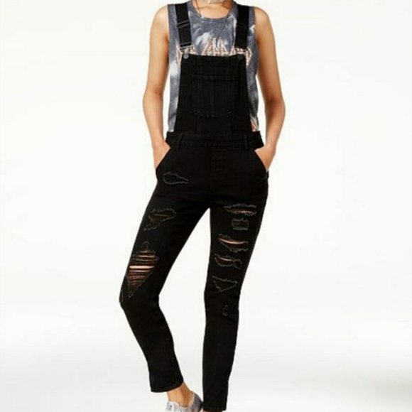 Dollhouse Jeans Dollhouse Distressed Black Overalls Denim Overalls